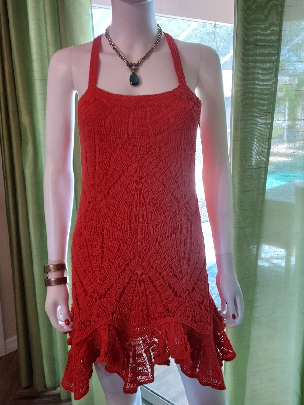 Zara Burnt Orange Crochet Mini Dress: NWT. Sz. Small
